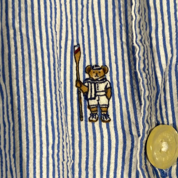 Polo Ralph Lauren Sleepwear Sailor Bear Striped Button Down Size Large - Picture 2 of 8
